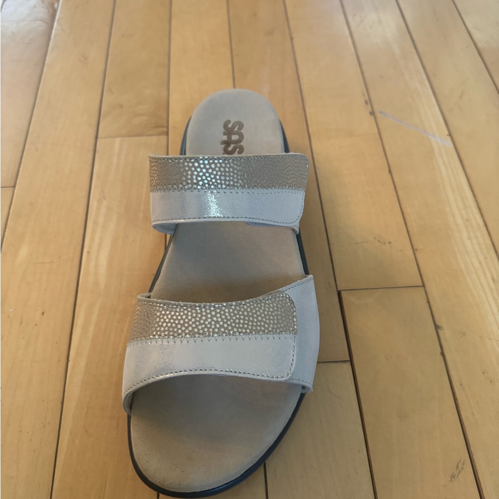 SAS Nudu Slide - Leather Sandal, color: Golden size 10  women's wide